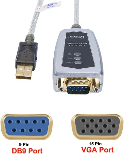 Vista 3 de DTECH Cable Adaptador Convertidor de Puerto Serie USB a RS422 RS485 con Chip FTDI Compatible con Windows 11 10 8 7 XP Mac -1.5 Pies