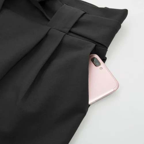 Vista 4 de GRACE KARIN - Pantalón tipo lápiz para mujer diseño informal de tiro alto con lazo al frente y bolsillos para trabajo