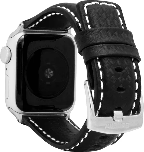 Vista 17 de Bandini Correa de cuero de fibra de carbono para hombre para Apple Watch de 1.732 in 1.772 in 1.654 in 1.614 in 1.575 in 1.496 in Ultra 1.929 in