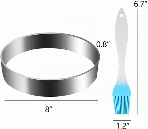 Vista 6 de Anillo de tortilla de acero inoxidable – 2 anillos de cocina antiadherentes de 8 pies para panqueques, tortillas, sándwich (tamaño grande)