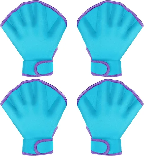 Vista 9 de 2 pares de guantes acuáticos de natación, guantes de entrenamiento de natación de mano, guantes de natación para hombres y mujeres, guantes de malla