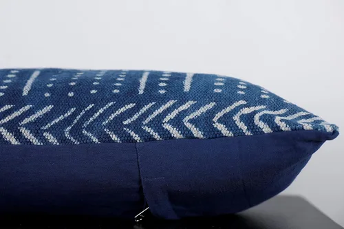 Vista 4 de Trade Star Mudcloth - Funda de cojín decorativa para lumbar, 100% algodón, color índigo, estilo granja, funda de almohada gruesa, estilo bohemio