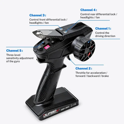 Vista 4 de Hosim DUMBORC X5P 5CH RC remoto y receptor con giroscopio para tanque
