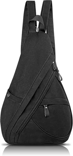 Vista 7 de Lovvento Bolso bandolera de lona para mujer, mochila cruzada pequeña para hombre, mochila casual para ciclismo, senderismo al aire libre