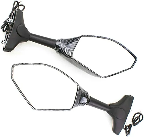 Vista 3 de Yibid Espejos laterales integrados para motocicleta con luz intermitente LED compatibles con Kawaski ZRX 1200S, ZZR1200, ZX-6R, 636, 6RR 1998-2006