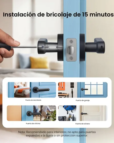 Vista 5 de eufy Security Smart Lock FamiLock C32, cerradura sin llave de huellas