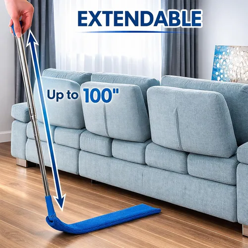 Vista 2 de Limpiador de polvo retráctil con poste de extensión y 3 paños de microfibra Cleaning Tools with 3 Microfiber Dusting Cloths Long Handle Duster