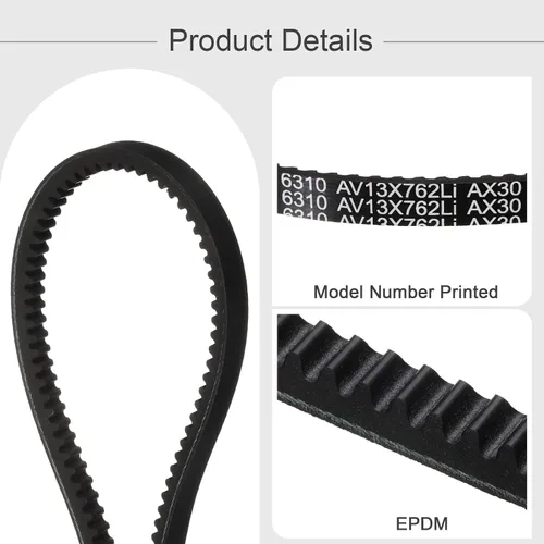 Vista 3 de uxcell AX30 EPDM V-Belt, correa de goma industrial dentada de borde crudo V 1/2" ancho x 30" circunferencia interior Borde crudo industrial dentado