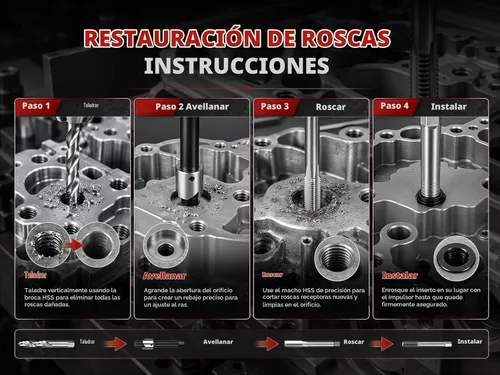 Vista 9 de BILITOOLS Kit de reparación de rosca M6 x 1.0 con inserto de buje sólido