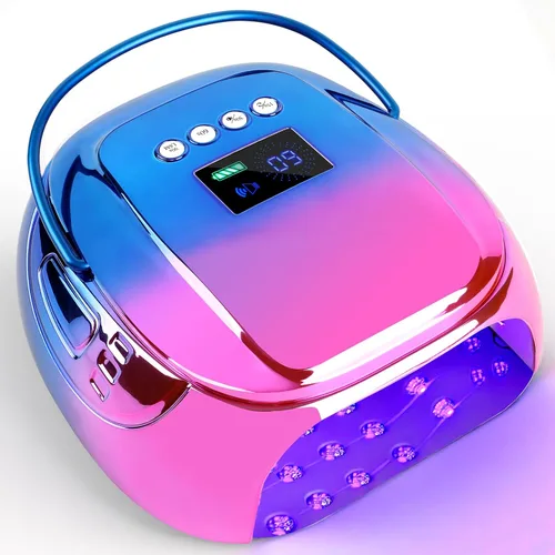 Vista 15 de Lámpara de uñas LED UV recargable de 126 W, secador de uñas inalámbrico portátil con sensor automático y 4 ajustes de temporizador, lámpara de Negro