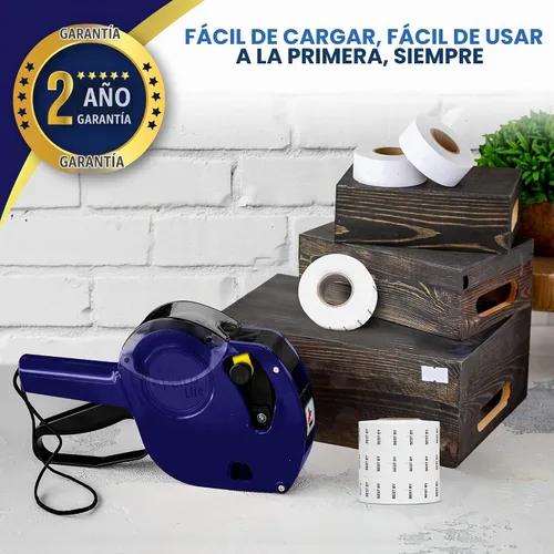 Vista 4 de Kit de pistola de fecha Perco Lite de 1 línea - Incluye 2 rollos blancos, 4 rollos de Best by Labels, 2 rodillos de tinta - 1 rollo de tinta
