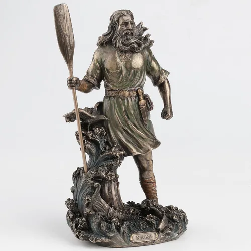 Vista 2 de Veronese Design 10 3/8 pulgadas de alto Njord nórdico dios del viento y el mar vikingo nórdico fundido en frío de resina bronceada escultura