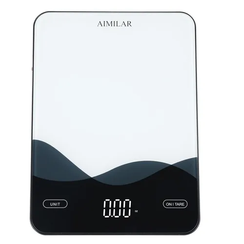 Vista 2 de AIMILAR - Báscula de cocina digital recargable de 22 lb con pantalla LED, báscula de alimentos recargable por USB C para hornear y cocinar con onzas