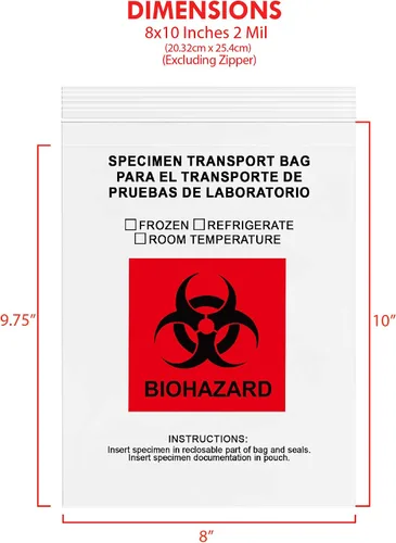 Vista 2 de GPI - Paquete de 100 bolsas con cremallera para muestras de riesgo biológico, con bolsa, 2 mil de grosor, para muestras de laboratorio o centro