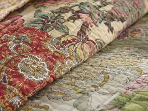 Vista 2 de Chezmoi Collection Delaney - Manta reversible acolchada de 100 % algodón prelavado, diseño floral