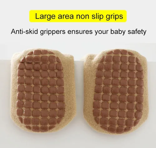 Vista 3 de BEHELE Calcetines de agarre antideslizantes para bebés, calcetines cálidos y gruesos antideslizantes, calcetines para niñas y niños recién nacidos