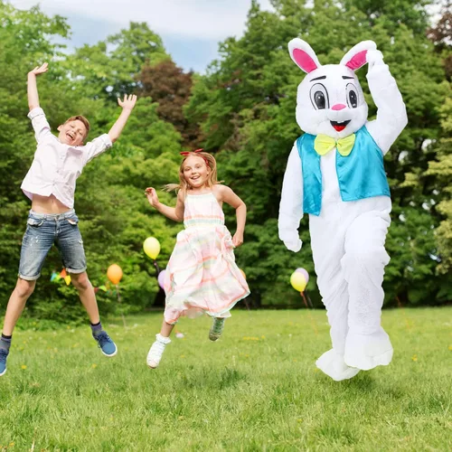 Vista 6 de Disfraz de conejo de Pascua feliz para adultos, disfraz de conejo de Pascua unisex para adultos, mujeres y hombres, unisex, fiesta de Pascua, cosplay
