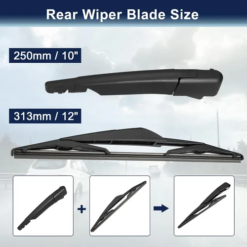 Vista 2 de X AUTOHAUX Juego de brazos de limpiaparabrisas trasero para Mini Cooper One R50 2001-2004 para Mini Cooper R53 2001-2004