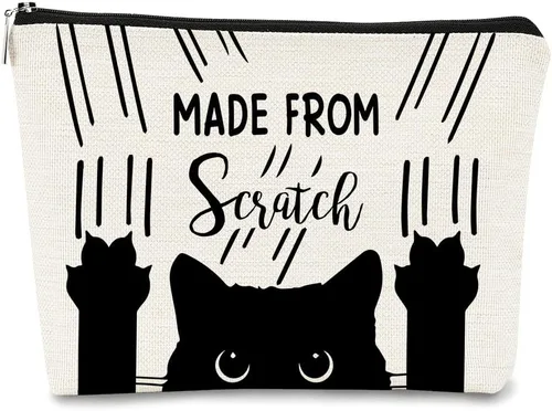 Vista 32 de Regalos de Gatos - Pequeña bolsa de maquillaje, bolsa de cosméticos para amantes de los gatos, bolsa de maquillaje para adolescentes y mujeres, cat 1