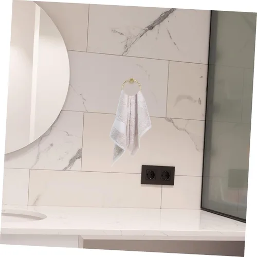 Vista 2 de DOITOOL Toallero colgante de acero inoxidable, gancho de latón, soporte de toalla de mano dorado, soporte para toallas de baño, toallero
