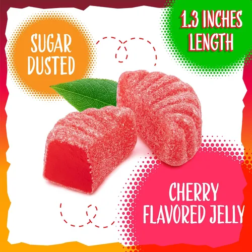 Vista 6 de Cherry Slices Jelly Candy, rebanadas de frutas con sabor a cereza, bolsa