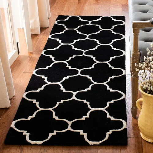 Vista 10 de SAFAVIEH Chatham Collection - Alfombra decorativa de 2 x 3 pies, color negro y marfil, lana cuadriculada enrejada hecha a mano, ideal para zonas