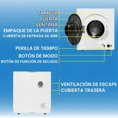 Vista 7 de Equator Secador compacto con sensor ventilado 3.5cf/13lbs 110V CONTROL INFERIOR BLANCO