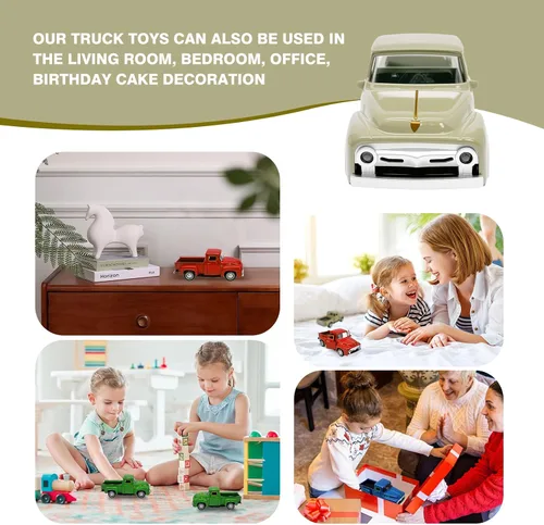Vista 5 de Camión de juguete beige pequeño para niños pequeños de 2, 3, 4, 5, 6, 7, 8 años niños y niñas, coche de juguete de aleación 1:32 para niños pequeños