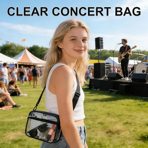 Vista 5 de Bolsa transparente para eventos de estadio – Bolso transparente para mujer con correa de hombro extraíble, bolsa cruzada transparente