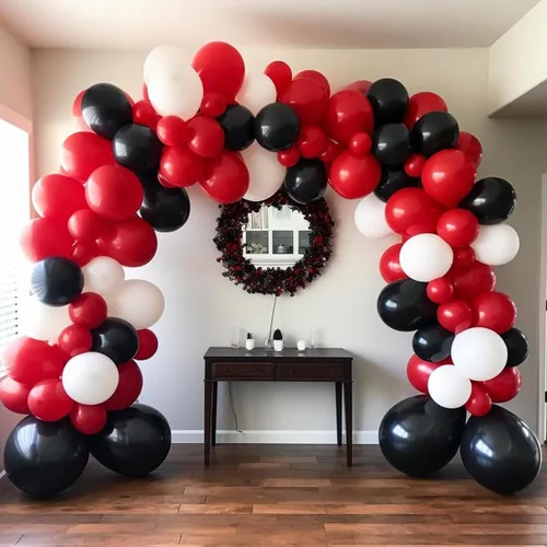 Vista 7 de Voircoloria - Kit de arco de 148 globos rojos, negros y blancos, 18, 12, 10, 5 pulgadas Rojo Negro Blanco