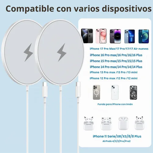 Vista 3 de Cargador inalámbrico magnético para iPhone 15W Mag Safe Fast Wireless