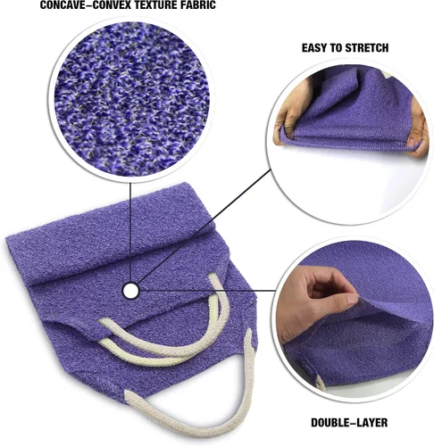 Vista 3 de Evridwear fregador de espalda exfoliante con asas a los lados para ducha limpieza corporal profunda, masajes en la piel mejorando la circulación