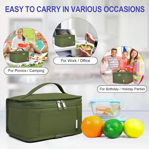 Vista 7 de NOL Natural Organic Lifestyle Bolsa de almuerzo pequeña Mini lonchera Bolsa de almuerzo aislada para hombres/mujeres A prueba de fugas Bolsa térmica