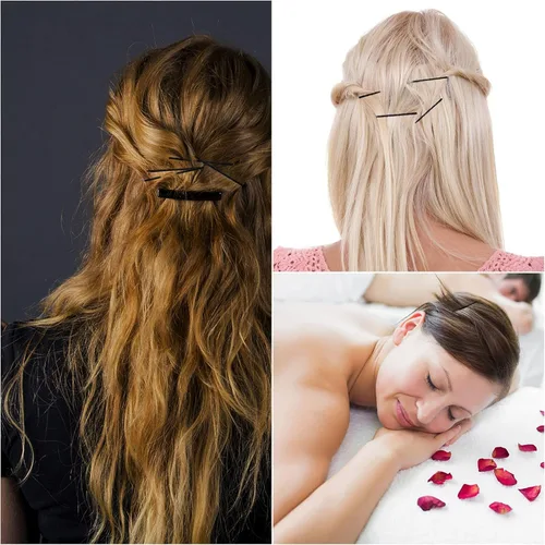 Vista 5 de 300 horquillas para el cabello, 2 pulgadas, color negro, para mujeres, mujeres, niñas, niños, agarre de pelo de onda invisible, pasador