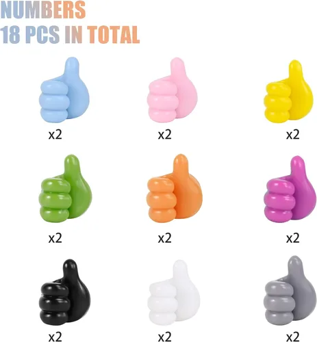 Vista 4 de CERETIA 18 ganchos de silicona autoadhesivos para el pulgar, ganchos de pared multifuncionales para clip de cable, soporte para llaves, ganchos