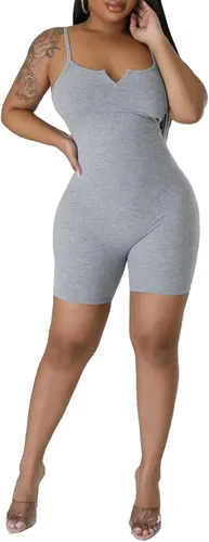 Vista 2 de acelyn Overol de entrenamiento para mujer, de una pieza, con pantalones cortos acanalados, para verano, yoga, sexy