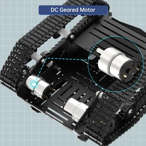 Vista 10 de Chasis de automóvil tanque con motor de engranaje de CC, chasis robot absorbente de golpes, plataforma móvil robótica de metal completo para Arduino