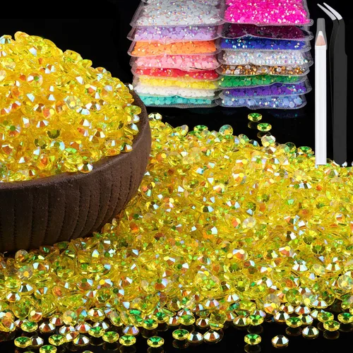 Vista 46 de 15000 diamantes de imitación de resina de 0.079 pulgadas a granel, diamantes de imitación de gelatina redondos negros con parte trasera plana, gemas