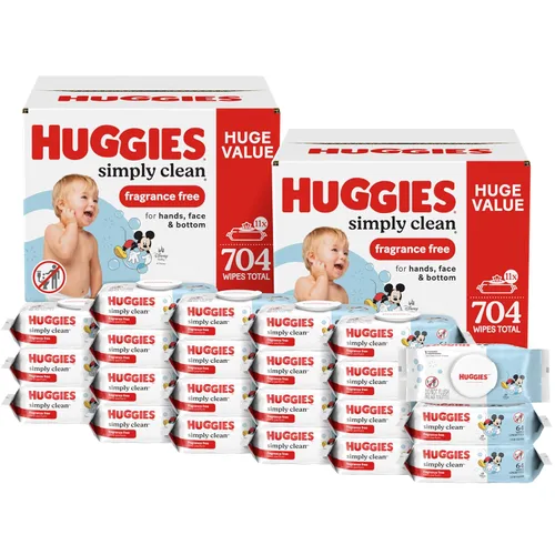 Vista 9 de Huggies Simply Clean Toallitas para Bebé Sin Fragancia, 1 Paquete con Tapa Abatible (64 Toallitas en Total), el Empaque Puede Variar