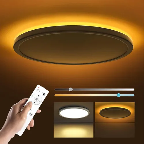 Vista 13 de Matane Lámpara de techo empotrada con control remoto, luz nocturna de 8.7 pulgadas, 18 W, 3000 K-6500 K, ajustable, luces LED de bajo perfil