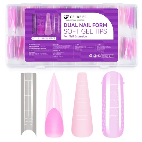 Vista 11 de Gelike EC Kit de puntas de uñas de gel suave de cobertura completa para extensiones de uñas, 552 piezas de puntas de gel cuadradas medianas