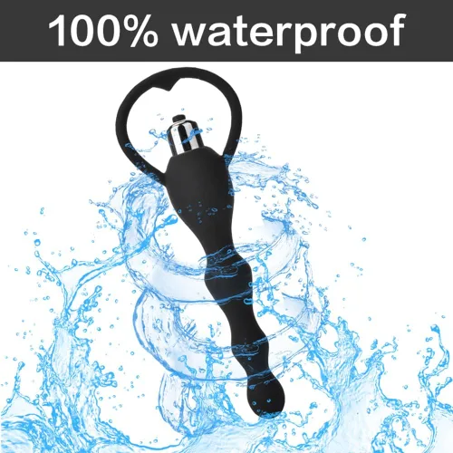 Vista 3 de Tapón anal vibrador de silicona suave con cuentas anales, diseño graduado, vibrador anal de silicona impermeable para punto G, juguete sexual anal