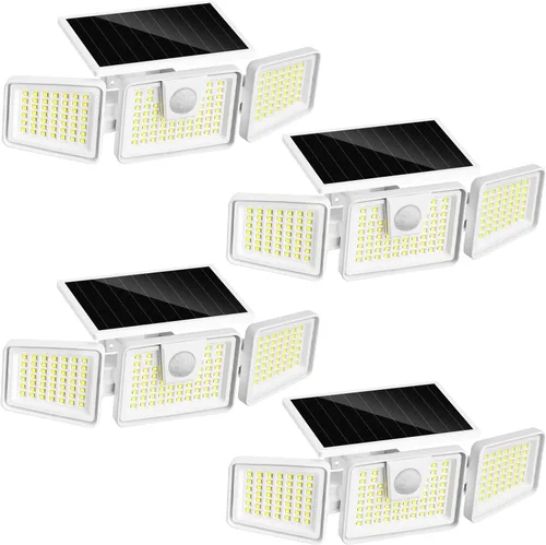 Vista 11 de INCX 156 luces LED solares de movimiento para exteriores, paquete de 2, 3 cabezales de luces solares de seguridad con sensor de movimiento IP65