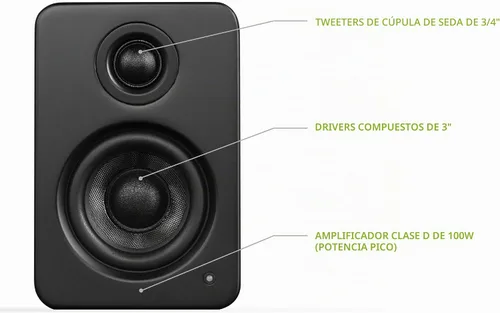 Vista 2 de Kanto YU2MB Altavoces de Escritorio para Gaming de PC Drivers Compuestos de 3" Tweeter de Cúpula de Seda de 3/4" Amplificador Clase D 100