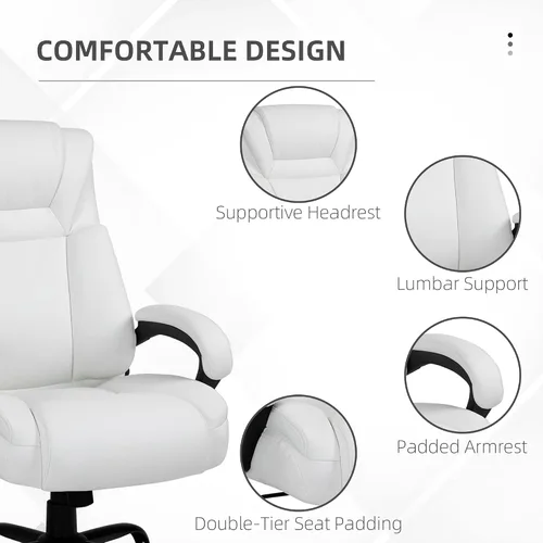 Vista 6 de Big and Tall 400lbs Executive Office Chair with Wide Seat, Computer Desk Chair with High Back PU Leather Ergonomic Upholstery, Adjustable Height and