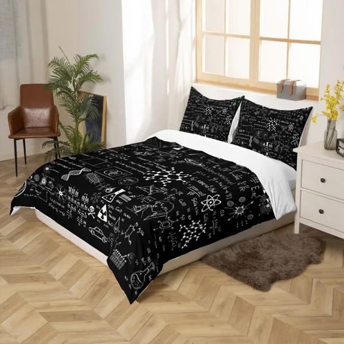 Vista 34 de Feelyou - Funda de edredón con estampado de auriculares, juego de ropa de cama con temática musical, patrón geométrico musical, funda de edredón