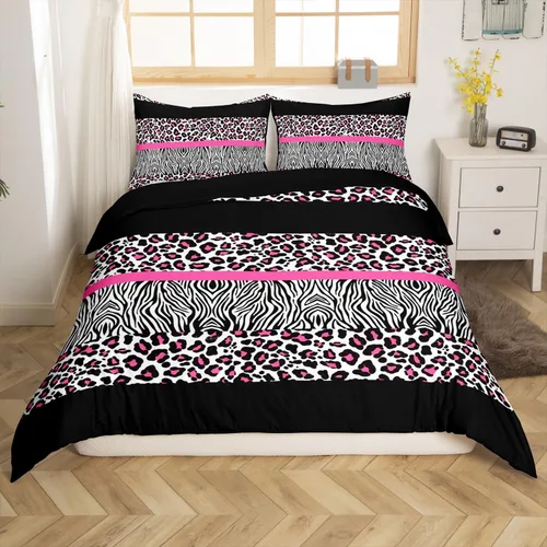 Vista 29 de Feelyou Leopard Bedding Set Twin Size, Cheetah Print Comforter Cover for Kids Boys Girls Animal Duvet Cover Safari Bedspread Cover Zipper
