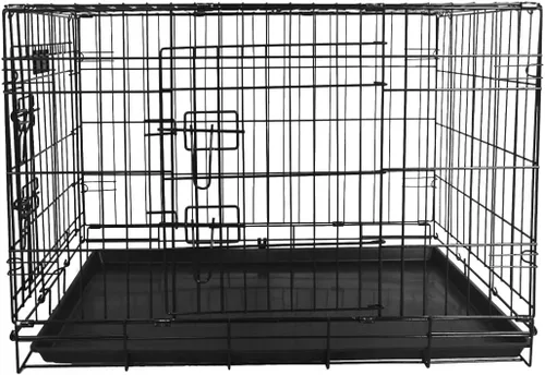 Vista 2 de BalanceFrom Elevon - Jaula plegable para perros de doble puerta con pista a prueba de fugas, 24 pulgadas