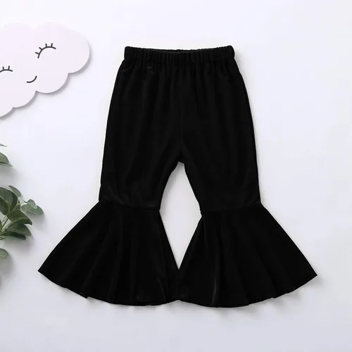 Vista 3 de Pantalones acampanados sólidos para bebés y niñas, ropa casual, leggings de galletas para niñas