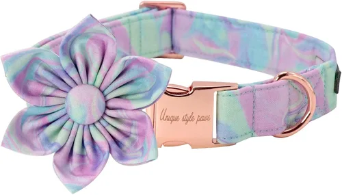 Vista 15 de Collar de perro de Halloween de estilo único con arco de flores de Unique Style Paws, collar de calabaza de algodón para perros pequeños, medianos